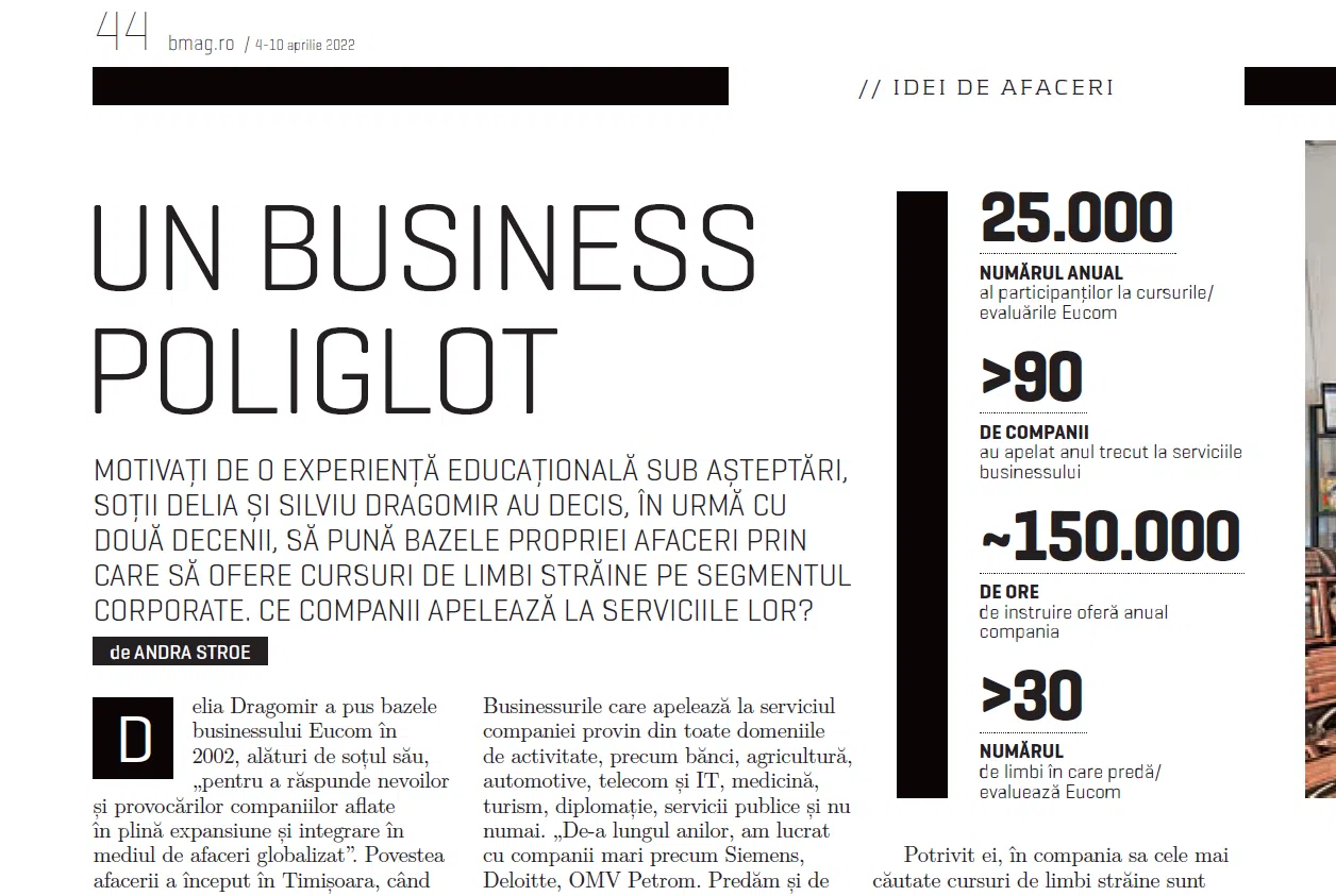 Delia Dragomir, CEO Eucom, interviu pentru revista Business Magazin  - eucom.ro